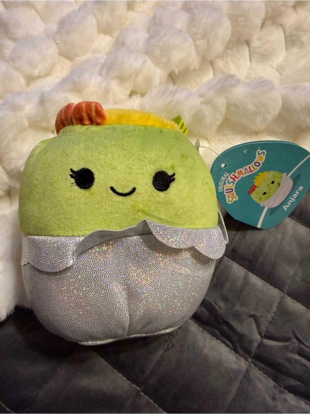 Squishmallows Green Cupcake Plush with Sparkle Silver Wrapper